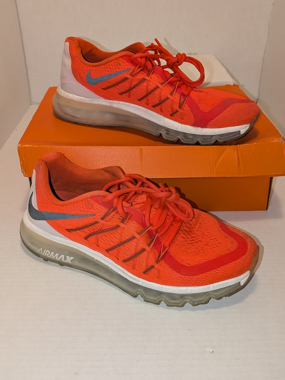Nike Air Max 2015 Sneakers "Bright Crimson" Size 8.5 Used Running Shoes w/ Box